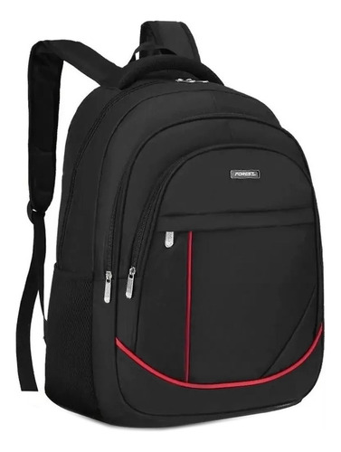 Mochila Porta Notebook Forest Ride Uso Diario Carga Usb Color Negro Diseño de la tela Liso