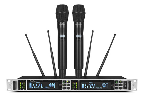 Sistema De Micrfono Inalmbrico Uhf, Doble Canal Con 2 Micrfo