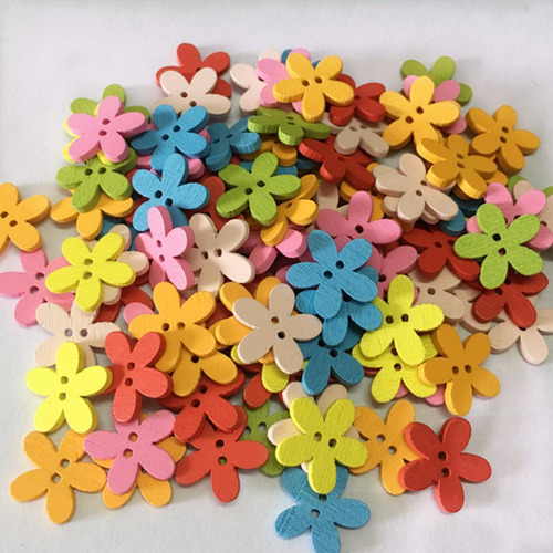 100pc Colorful Flower Flatback Botones De 2 Agujeros Craft