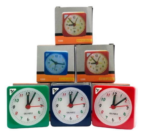 Reloj Despertador Cuadrado Con Luz Y Alarma Colores 