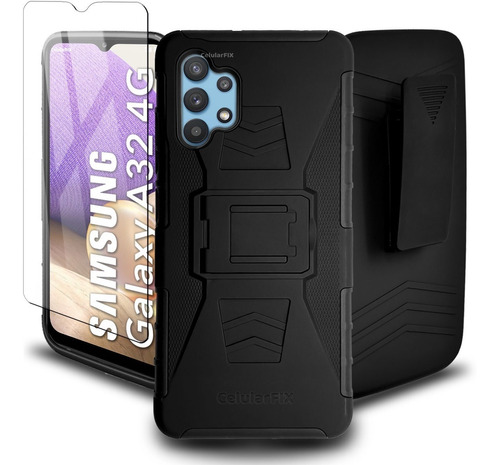 Funda Protector P/ Samsung A32 4g, Uso Rudo Clip + Mica