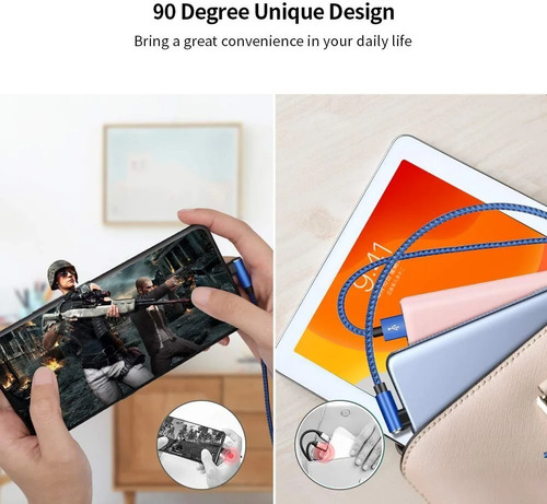 Imagen 3 de 3 de Cable Usb C 90 Grados Carga Rapida Compatible Con Samsung