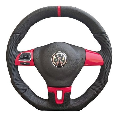 Volante Mkr Multifuncional Vermelho Led Vw Gol G6 2013