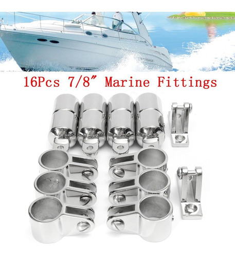 16pcs 4 Bow 7 8  Biminiparte Superior Marino Barco Acero