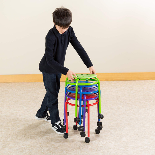 Taburetes Apilables Móviles Coloridos Para Niños Con Ruedas