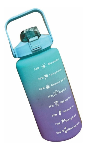 Botella De Agua Motivacional Vaso Envase Deporte Gym 2l Color MENTA