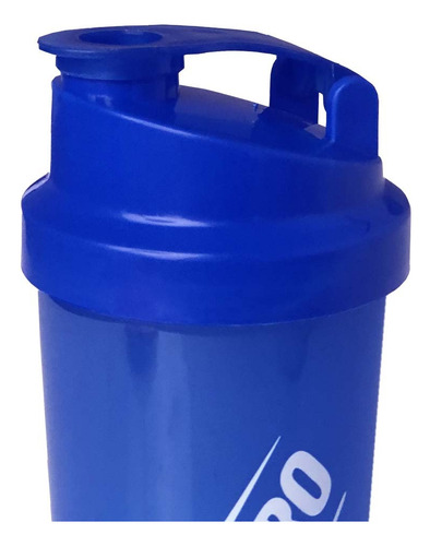 Coqueteleira Shaker 600ml Garrafa Com Rede De Proteção Cor Azul