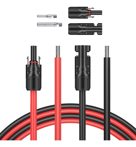 Cable Solar 30 Metros 10 Awg Negro Y Rojo Con Conectores Color De La Cubierta