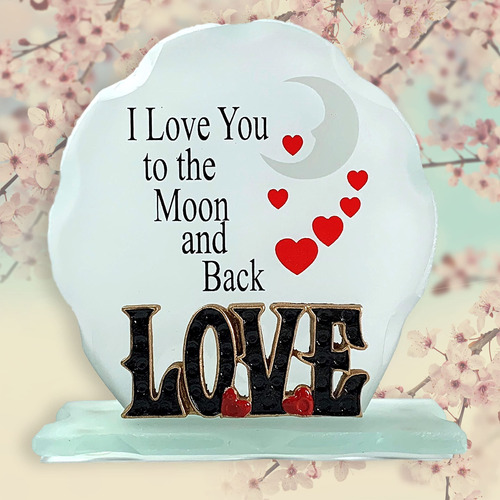 Placa Mesa Texto Ingl  I Love You The Moon And Back  Frase