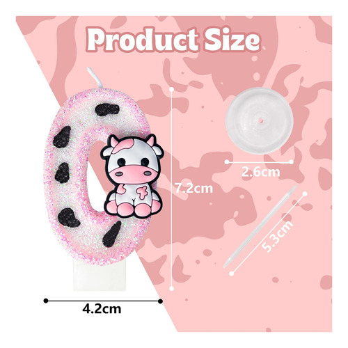 Wqinx Pink Cow Glitter Velas De Cumpleaños Número 1 De 1 De