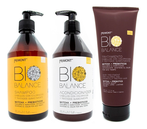 Primont Bio Balance Shampoo + Enjuague + Máscara Teñido 6c