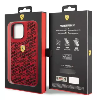 Funda Ferrari Scuderia Rojo Con Negro Para iPhone 14 Pro Max