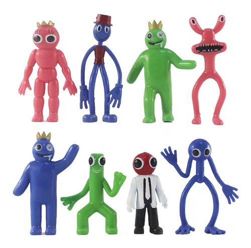 8 Piezas De Dibujos Animados Rainbow Doll Blue Monster Toys