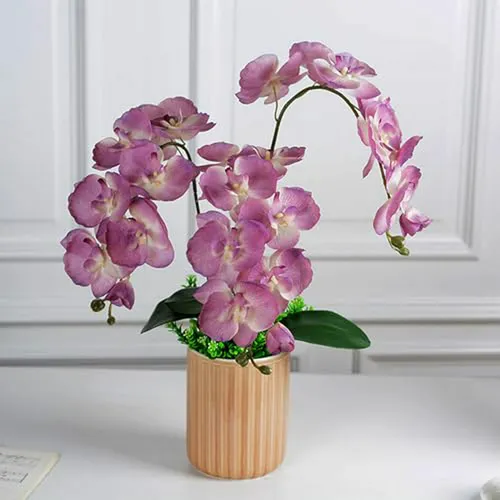 Conjunto De 4 Tallos De Orquídeas Artificiales De Seda, 8 Ca