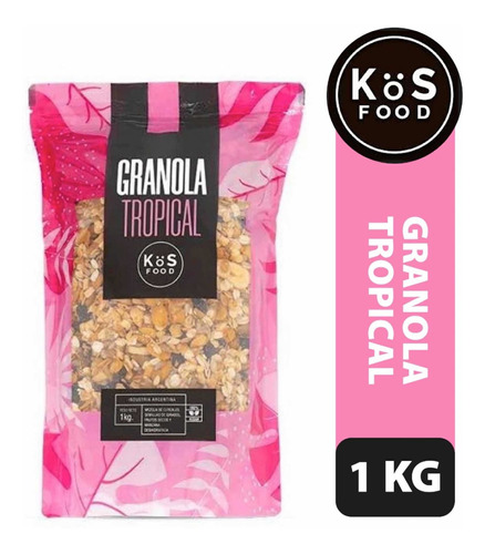 Granola Kos Tropical 1kg Avena Pasas Almendras Banana Papaya