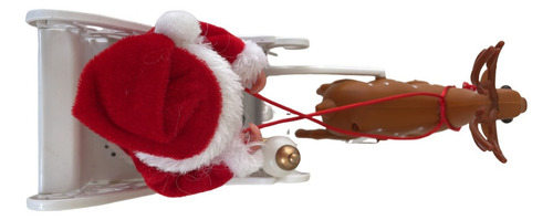 Papá Noel animado en trineo con movimiento y sonido 37x17 con batería de color rojo