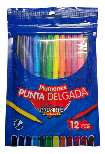 Plumon Punta Delgada - Lapiz Scripto 12 Colores - Proarte