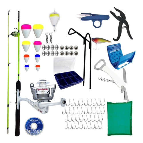 Kit Pesca Completo Vara Iscas Artificias Anzol Linha Boia