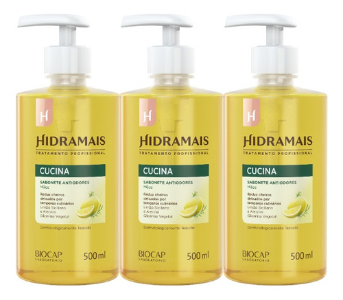 Kit 3 Sabonetes Cucina Limão Siciliano 500ml Hidramais