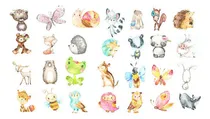 Comprar Kit  Cliparts Imagenes Png Animales Del Bosque Acuarela 2