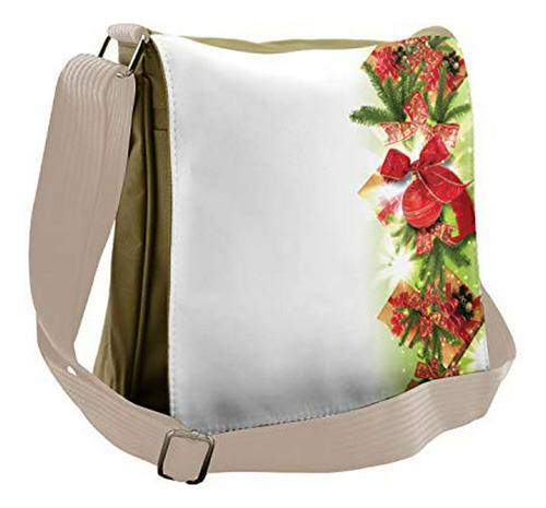 Bolso De Mensajero - Ambesonne Christmas Bag, Ribbons And Ba