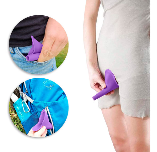 Orinal Urinario Portátil Femenino De Silicona Reutilizable Para Mujeres Greenclef Dispositivo De Micción De Pie Para Camping Viajes Actividades Al Aire Libre Flexible Y Fácil De Usar Color Lila