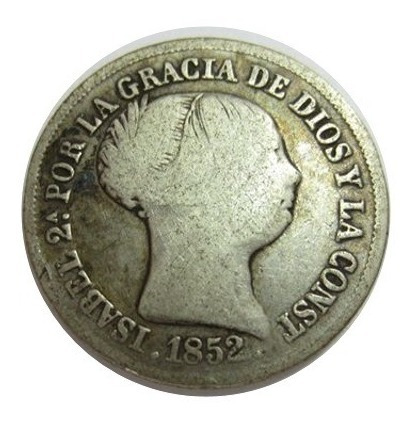 Dos 2 Reales 1852 Isabel Ii Plata 16mm