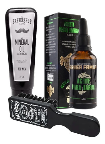 Kit Tónico Barber Family + Aceite Mineral Barba + Cepillo