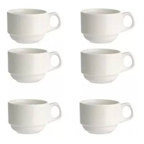 6 Xícaras Com Pires 75ml - Para Sublimação
