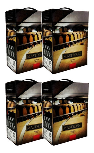 Mastroeni Malbec Bag In Box 3 Litros Caja X 4 Unidades