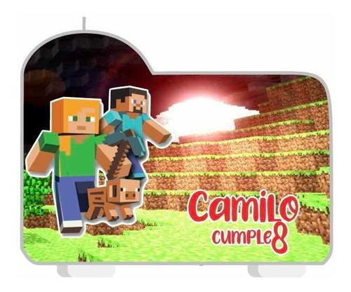 Vela De Cumpleaños Personalizada Minecraft