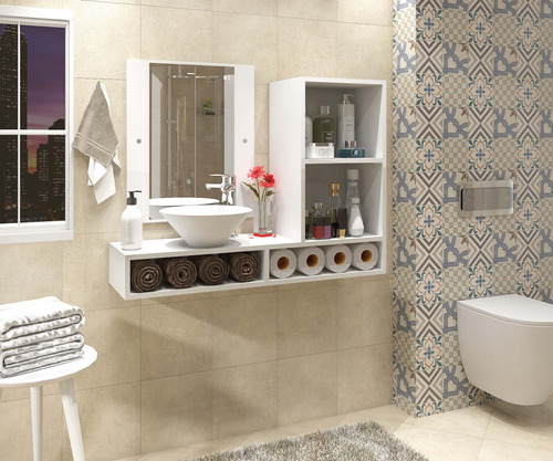 Imagen 3 de 5 de Juego De Baño Repisa Estantería Mueble Sin Bacha
