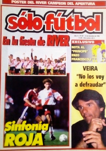 Solo Fútbol 601 Poster River Campeón Apertura 1996,festejos