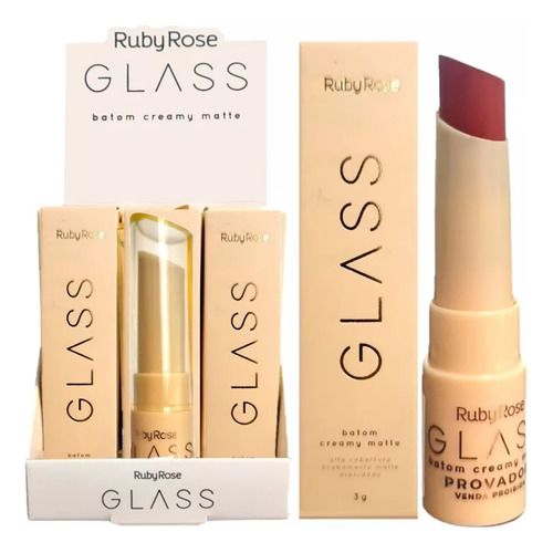 Batom Creamy Matte Glass Hbf567-2 Gl02 -ruby Rose Maquiagem