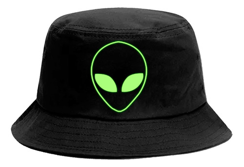 Sombrero Bucket Pescador Brilla Oscuridad Alien Ovni Geek