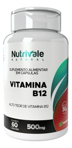 Vitamina B12 (cianocobalamina) 400% 60 Cápsulas - Nutrivale