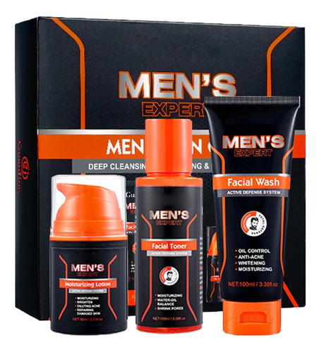 Kit Cuidado Facial Para Hombre Limpiador Loción Tónico 