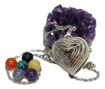 Comprar Collar Relicario Corazón, O Porta Piedras + 7 Piedras