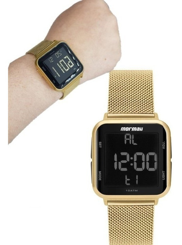 Relógio Mormaii Mo6600ah 8d Digital Dourado - Oficial - Nfe