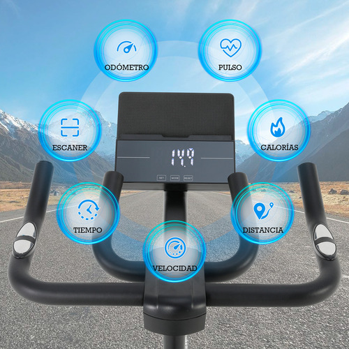Bicicleta Spinning Fija Kronos 14kg Hogar Fitness Cardio X Rush Negro