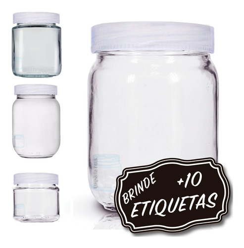 Imagem 1 de 4 de 10 Potes De Vidro Organizador De Temperos Com Etiqueta.