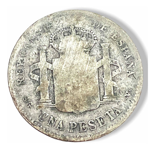Moneda De Plata Española De 1 Peseta L. 0.835 Año 1899 (Usado)