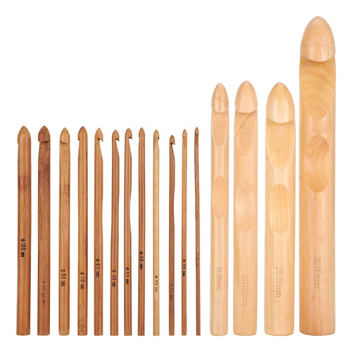 Knitting Set Bamboo Needle 16pcs Round Crochet Hook For