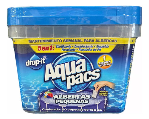 Alberca Piscina Mantenimiento Semanal 50 Pz Aquapacs 5 En 1