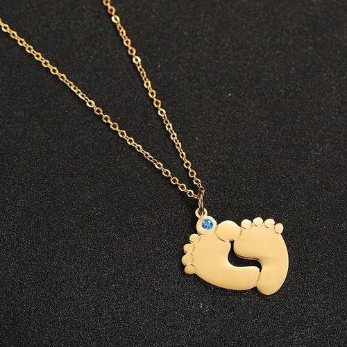 Gargantilla Para Mujer Pies De Bebé Piedra Circonia Huellas