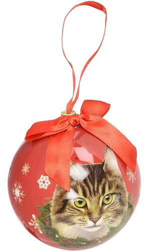 Maine Coone Gato Navidad Ornamento A Prueba De Roturas Bola