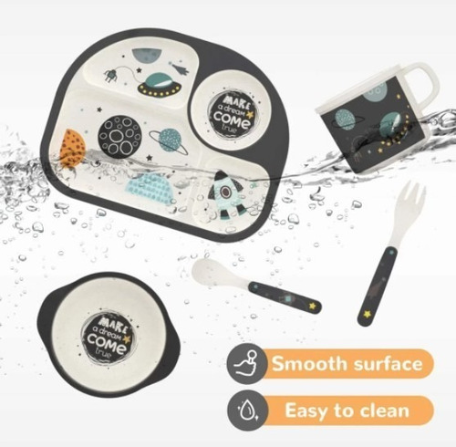 Imagen 2 de 2 de Set De Alimentación De Bambú Para Bebes Y Niños - 3 Diseños