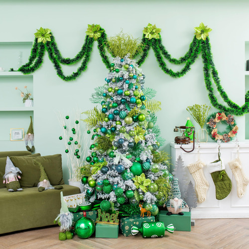 Juego De 24 Mini Esferas Inastillables Para Navidad Verde