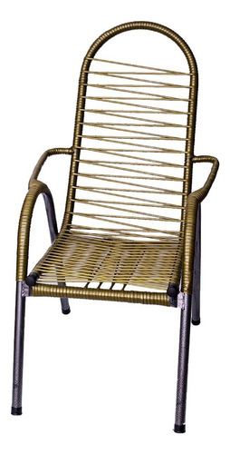 Cadeira Reforçada De Area Varanda De Fio De Pvc Espaguete Cor Dourado