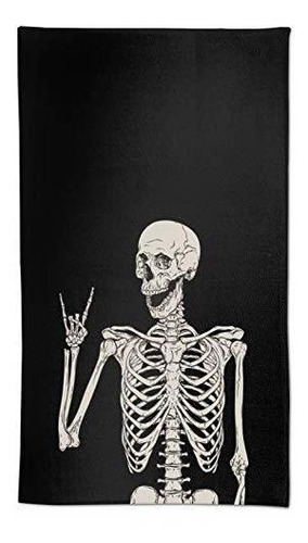 Toallas De Baño Rock And Roll Skeleton Skull Boho Hippie Ha